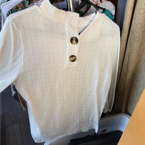 W5 Cream Textured Button Down Shirt